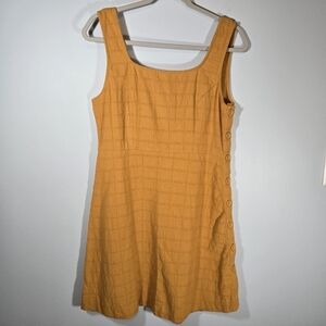 Good Luck Gem Mustard‎ Yellow Button Side Jumper Dress Size Medium 90s Style